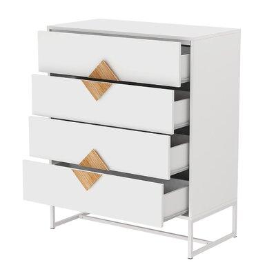 Latitude Run® Wood Square Shape Handle 4 Drawers Dresser Wood in Brown/White | 37.59 H x 31.49 W x 15.74 D in | Wayfair