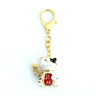Feng Shui Import Lucky Cat Amulet Key Chain in Red/Yellow, Size 4.0 H x 2.0 W x 1.0 D in | Wayfair 5066