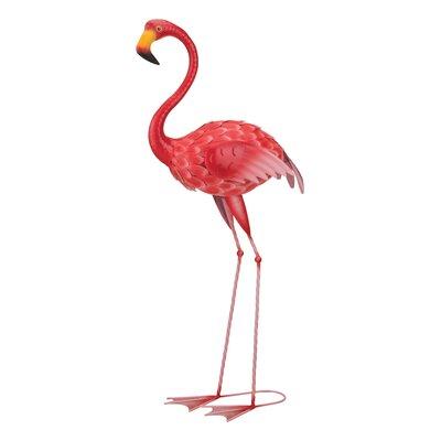 Bay Isle Home™ Lizarraga Rocker Flamingo Garden Statue Metal in Pink, Size 43.5 H x 9.0 W x 20.0 D in | Wayfair 096C1F57DFE340E4A1E7B30AFE874E38