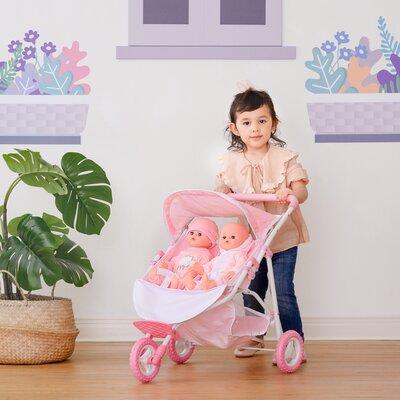 Olivia's Little World Twinkle Stars Princess Baby Doll Twin Stroller Plastic | 19.29 H x 25.59 W x 23.62 D in | Wayfair OL-00012