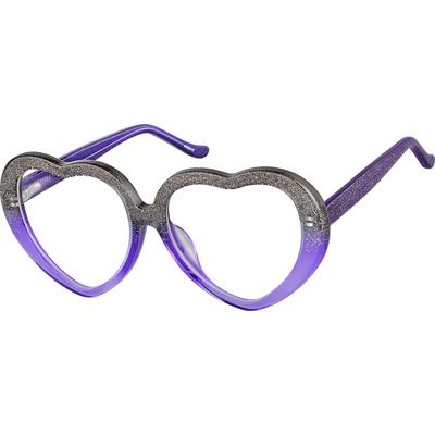 Zenni Kids Heart-Shaped Prescription Glasses Purple Tortoiseshell Plastic Full Rim Frame