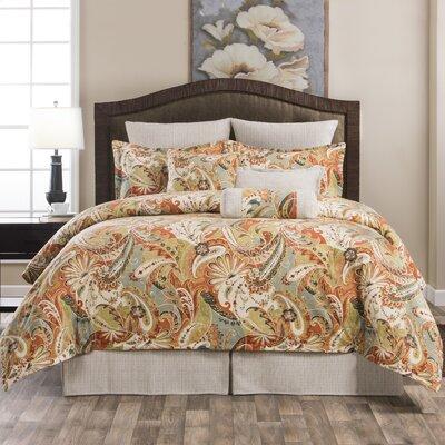 Alcott Hill® Bergen Orange/Green/Natural Traditional 4 Piece Comforter Set Polyester/Polyfill/Cotton in Gray/Orange/Red | Wayfair