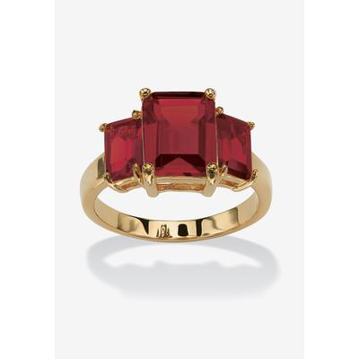 Women's Yellow Gold-Plated Simulated Emerald Cut Birthstone Ring by PalmBeach Jewelry in January (Size 6)