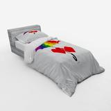East Urban Home Pride Heart Signs Over Umbrella Romantic Lgbt Love Valentine'S Day Couples Duvet Cover Set Microfiber in Green | Wayfair