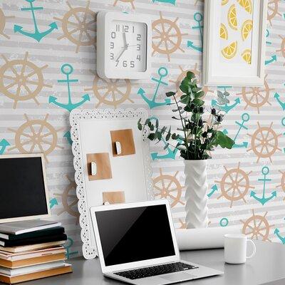 Breakwater Bay Colm Nautical Removable Peel & Stick Wallpaper Panel Non-Woven in Gray/White | 24 W in | Wayfair 7194EC8A8135444F885406F897740B8D