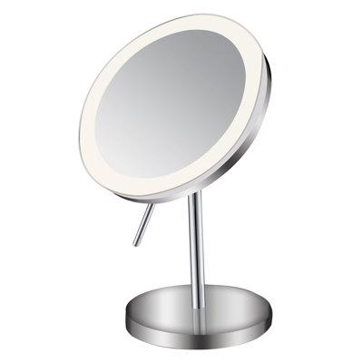 Whitehaus Collection Round Freestanding Led 5X Magnified Mirror Metal in Gray | 12.25 H x 8 W x 6 D in | Wayfair WHMR106-C