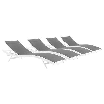 Glimpse Outdoor Patio Mesh Chaise Lounge by Modway Metal in Gray | 32 H x 25 W x 78 D in | Wayfair EEI-4039-WHI-GRY