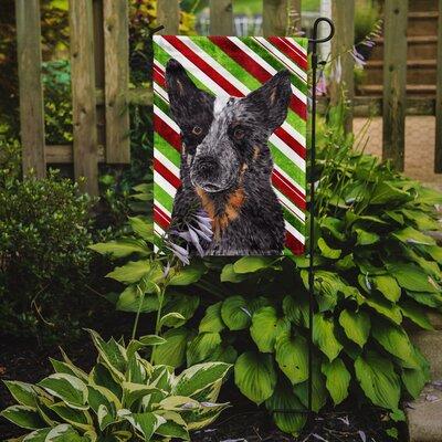 The Holiday Aisle® Athalia Australian Cattle Dog Candy Cane Holiday Christmas 2-Sided Garden Flag, Polyester in Black/Red | 15 H x 11 W in | Wayfair