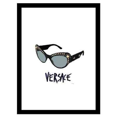 Versace Sunglasses - Black / Blue - 14x18 Framed Print by Venice Beach Collections Inc in Black Blue