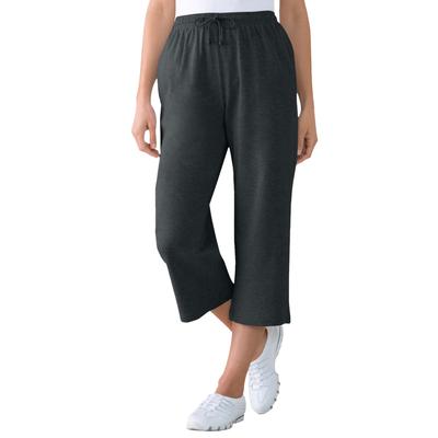 Plus Size Women's Sport Knit Capri Pant by Woman Within in Heather Charcoal (Size 5X)