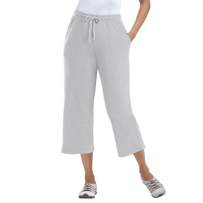 Plus Size Women's Sport Knit Capri Pant by Woman Within in Heather Grey (Size M)