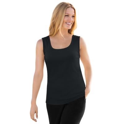Plus Size Women's Rib Knit Tank by Woman Within in Black (Size 1X) Top