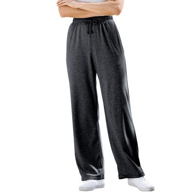 Plus Size Women's Sport Knit Straight Leg Pant by Woman Within in Heather Charcoal (Size M)
