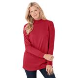 Plus Size Women's Perfect Long-Sleeve Mockneck Tee by Woman Within in Classic Red (Size 2X) Shirt
