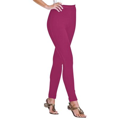 Plus Size Women's Stretch Cotton Legging by Woman Within in Raspberry (Size 1X)