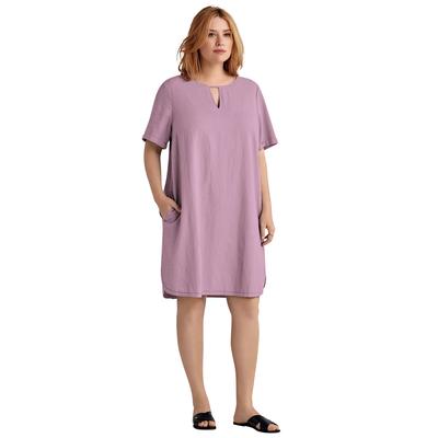 Plus Size Women's Linen-Blend A-Line Dress by ellos in Dusty Pink (Size 14)