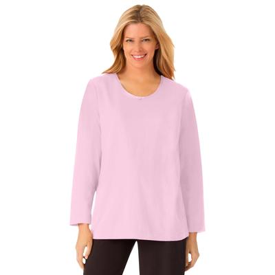 Plus Size Women's Satin trim sleep tee by Dreams & Co® in Pink (Size 5X) Pajama Top