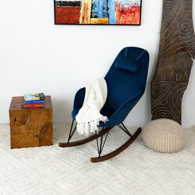 Mack & Milo™ Mellinger Rocking Chair Velvet in Blue/Brown, Size 43.0 H x 26.0 W x 40.0 D in | Wayfair 5C83F729E1C8484FBB115241C74205C8