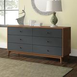 Wade Logan® Massingill 6 Drawer Double Dresser Wood in Brown/Gray, Size 30.0 H x 60.0 W x 20.0 D in | Wayfair LGLY5975 42355529