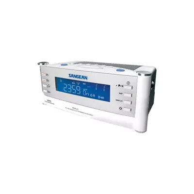 Sangean White AM/FM Atomic Clock Radio with LCD Display