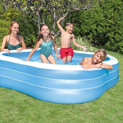 Intex 7.5ft x 22in Beach Wave Swim Center Inflatable Swimming Pool Plastic in Blue | 22 H x 90 W x 90 D in | Wayfair 57495EP-WMT