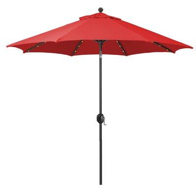 Arlmont & Co. Rudisill 9 Ft Auto Tilt Aluminum Umbrella w/ LED Lights & Sunbrella Fabric in Red | 108 W x 108 D in | Wayfair