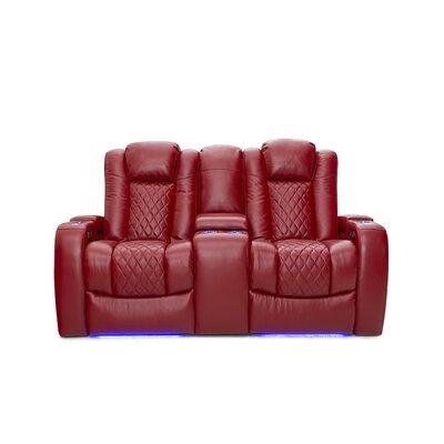 Latitude Run® Asika Leather Home Theater Loveseat Leather Match/Genuine Leather in Red/Brown, Size 44.0 H x 75.0 W x 41.0 D in | Wayfair