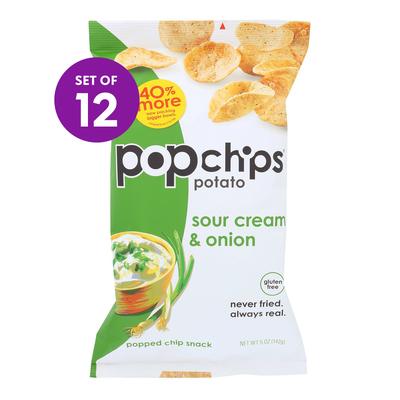 popchips Chips - Popchips Sour Cream & Onion Potato Chips - Set of 12