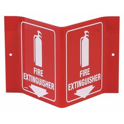 BRADY V1FE15A Fire Extinguisher Sign, 6 in Height, 8 in Width, Acrylic,