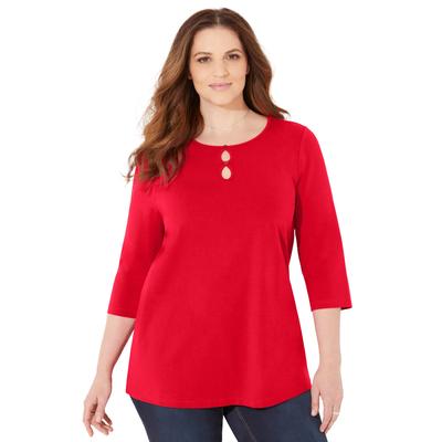Plus Size Women's Suprema® Teardrop Tee by Catherines in Classic Red (Size 2X)