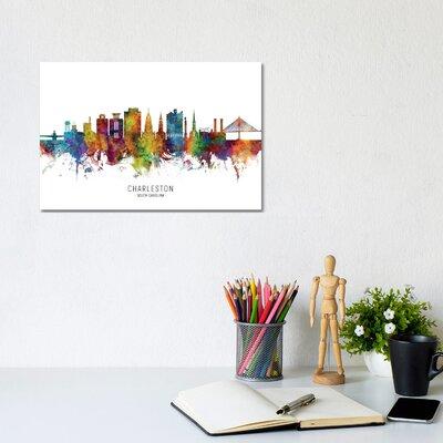 East Urban Home Charleston South Carolina Skyline by Michael Tompsett - Wrapped Canvas Painting Canvas | 8 H x 12 W x 0.75 D in | Wayfair