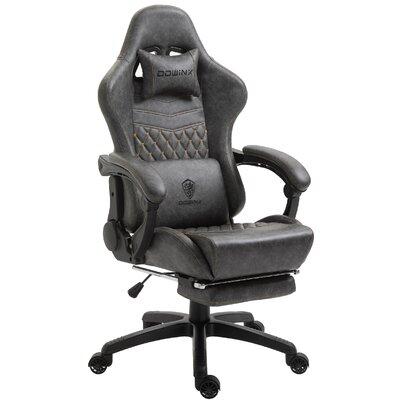 Dowinx Vintage Style E-Sports Gamer Chairs PC & Racing Faux Leather in Gray, Size 25.3 H x 14.5 W x 20.0 D in | Wayfair LS-668903