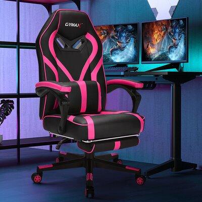 Gymax Gaming Chair Faux Leather in Pink/Black, Size 48.5 H x 26.5 W x 26.5 D in | Wayfair GYM06992