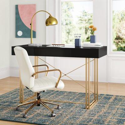 Mercury Row® Garon Desk Wood/Metal in Black/Brown/Yellow | 30 H x 47.25 W x 19.8 D in | Wayfair FECE25ECBF994DE0B2367D998E422847