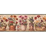 August Grove® Bothwell Flowers in Pots Cherubs Botanical Wallpaper Border Vinyl in White/Brown | Wayfair AGTG8408 45558691