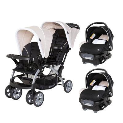 Baby Trend Sit N Stand Baby Double Stroller & 2 Infant Car Seat Combo | 42 H x 13.8 W x 20 D in | Wayfair SS76D18A + 2 x CS79D18A