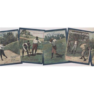 York Wallcoverings Vintage Golf Books Title Page Sports Wide Retro Design 15' L x 10