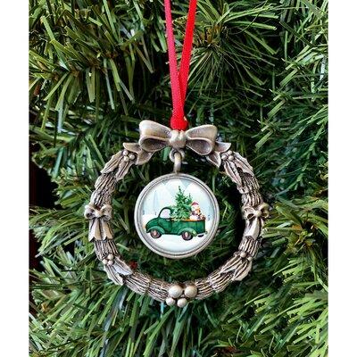 The Holiday Aisle® Wreath Ornament Colorized Quarter Christmas Coin Metal in Gray/Yellow | 2.75 H x 2.75 W x 1 D in | Wayfair
