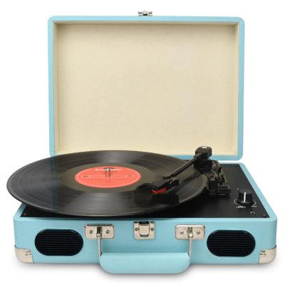 DIGITNOW Vintage Turntable Decorative Record Player | 14 H x 11 W x 5 D in | Wayfair M417-Blue