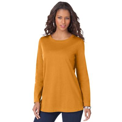 Plus Size Women's Long-Sleeve Crewneck Ultimate Tee by Roaman's in Rich Gold (Size 4X) Shirt
