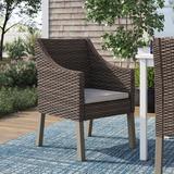 Winston Porter Amarveer Outdoor Wicker Patio Dining Chair, Resin in Brown, Size 33.86 H x 22.05 W x 24.02 D in | Wayfair