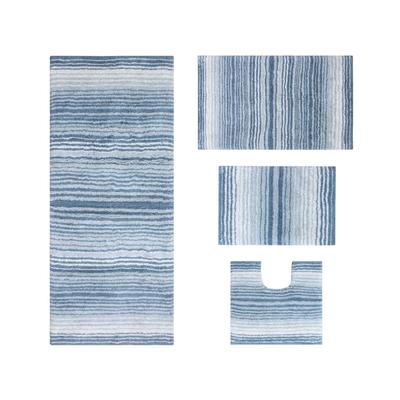 Gradiation 4 Piece Set Bath Rug Collection by Home Weavers Inc in Blue