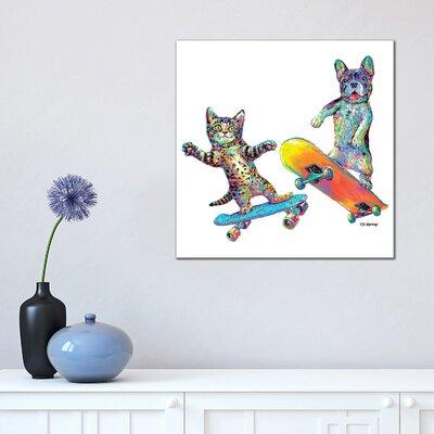East Urban Home Couple Skateboards by P.D. Moreno - Wrapped Canvas Painting Print Canvas, Size 18.0 H x 18.0 W x 0.75 D in | Wayfair