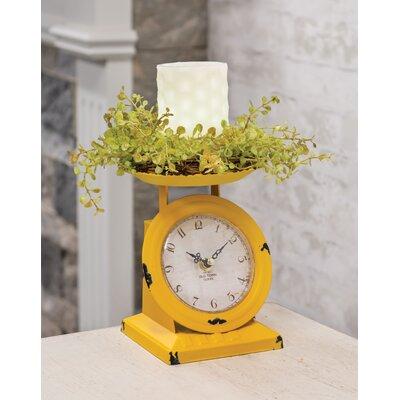 August Grove® Analog Metal Electric Tabletop Clock Metal in Yellow, Size 6.75 H x 5.5 W x 5.0 D in | Wayfair D472A7B681714B2AA0CB2A23A86B3876