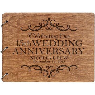 LifeSong Milestones Personalized Engraved 15Th Wedding Anniversary Wooden Guest Book Wood/Paper in Brown, Size 8.5 H x 11.0 W x 0.75 D in | Wayfair