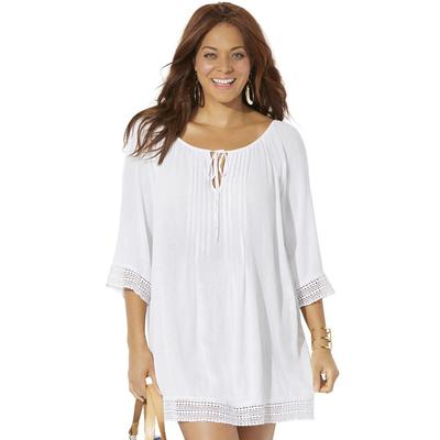 Plus Size Women's Giana Crochet Cover Up Tunic by Swimsuits For All in White (Size 18/20)