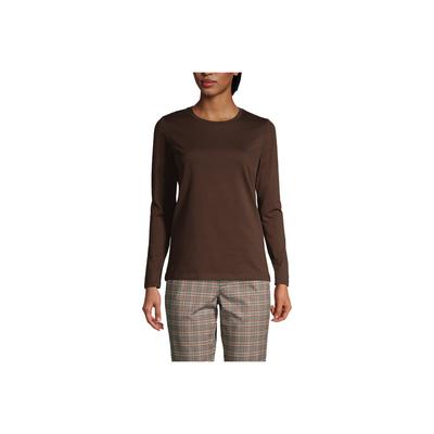 Women's Relaxed Supima Cotton Long Sleeve Crewneck T-Shirt - Lands' End - Brown - M