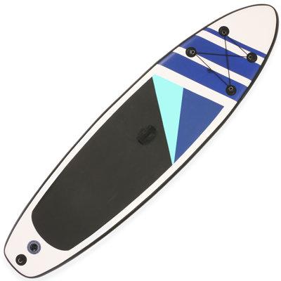 Homdox Stand Up Paddle Board Non-Slip Deck w/ Premium sup Accessories & Backpack, Leash in Blue/White/Black, Size 126.0 H x 30.0 W x 6.0 D in