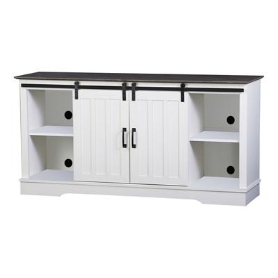 Finley 56-inch TV Stand with 2 Barn Doors by Saint Birch in Gray White