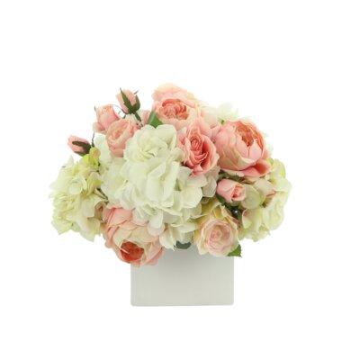 Primrue Mixed Floral Arrangement in Pot Silk/Plastic in Pink/White, Size 12.0 H x 12.0 W x 12.0 D in | Wayfair E287A40C074C43D1AA3E65799F680B20